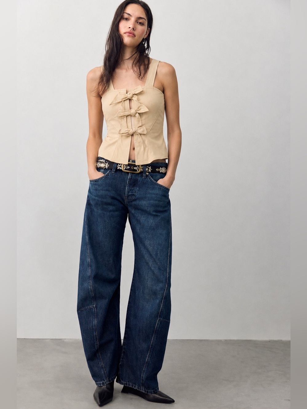 L'Academie The Lana Tie Front Corset Top XXS